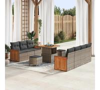vidaXL Set Divano da Giardino 10 pz 9-Numero di posti Grigio