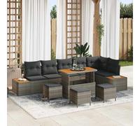 vidaXL Set Divano da Giardino 10 pz 9-Numero di posti Grigio