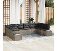 vidaXL Set Divano da Giardino 10 pz 9-Numero di posti Grigio