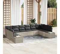 vidaXL Set Divano da Giardino 10 pz 9-Numero di posti Grigio chiaro