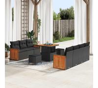 vidaXL Set Divano da Giardino 10 pz 9-Numero di posti Nero