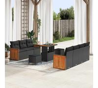 vidaXL Set Divano da Giardino 10 pz 9-Numero di posti Nero