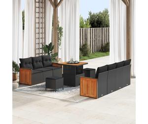 vidaXL Set Divano da Giardino 10 pz 9-Numero di posti Nero