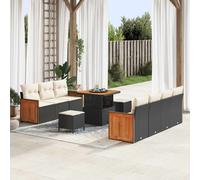 vidaXL Set Divano da Giardino 10 pz 9-Numero di posti Nero e Crema