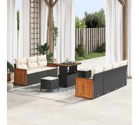 vidaXL Set Divano da Giardino 10 pz 9-Numero di posti Nero e Crema