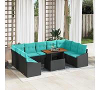 vidaXL Set da Pranzo per Giardino 10 pcs Nero e Verde acqua, Set da pranzo moderno per giardino, materiali resistenti ai raggi UV, arredamento all'aperto leggero, lounge in terrazza