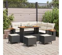 vidaXL Set Divano da Giardino 10 pz 9 posto Nero e Crema polyrattan