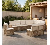 vidaXL Set di divani da giardino, 10 pezzi, beige e bianco crema, divano da giardino moderno, design resistente alle intemperie, sedute modulari, sedie imbottite, set in rattan