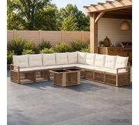 vidaXL Set Divano da Giardino 10 pz Beige e Bianco Crema polyrattan