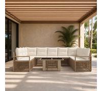 vidaXL Set Divano da Giardino 10 pz Beige e Bianco Crema polyrattan