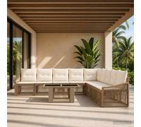 vidaXL Set Divano da Giardino 10 pz Beige e Bianco Crema polyrattan