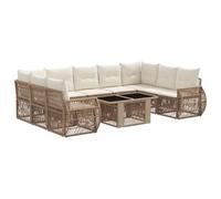 vidaXL Set Divano da Giardino 10 pz Beige e Bianco Crema polyrattan