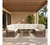 vidaXL Set Divano da Giardino 10 pz Beige e Bianco Crema polyrattan