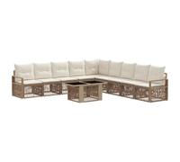 vidaXL Set Divano da Giardino 10 pz Beige e Bianco Crema polyrattan