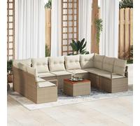 vidaXL Set Divano da Giardino 10 pz Beige e Crema polyrattan