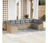 vidaXL Set Divano da Giardino 10 pz Beige e Grigio Chiaro polyrattan