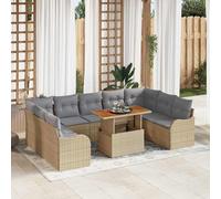vidaXL Set Divano da Giardino 10 pz Beige Poly Rattan