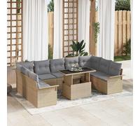 vidaXL Set Divano da Giardino 10 pz Beige Poly Rattan