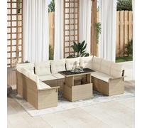 vidaXL Set Divano da Giardino 10 pz Beige Poly Rattan