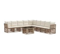 vidaXL Set Divano da Giardino 10 pz Beige polyrattan