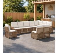vidaXL Set Divano da Giardino 10 pz Beige polyrattan