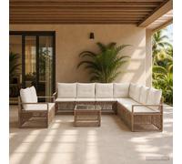 vidaXL Set di divani da giardino, 10 pezzi, beige, in rattan sintetico, moderno e resistente alle intemperie, con cuscini, per godersi il giardino e il patio