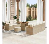 vidaXL Set Divano da Giardino 10 pz Beige polyrattan