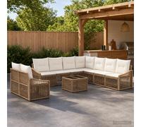 vidaXL Set Divano da Giardino 10 pcs Beige polyrattan, Piedini regolabili, divano rattan moderno, arredo estivo resistente, salotto modulare per il giardino, posti in patio