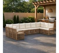 vidaXL Set di divani da giardino, 10 pezzi, beige, in rattan sintetico, divano moderno per giardino, seduta modulare resistente alle intemperie, set per esterni, sedia in rattan regolabile, mobili