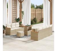 vidaXL Set Divano da Giardino 10 pz Beige polyrattan