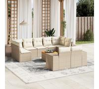 vidaXL Set Divano da Giardino 10 pz con Cuscini Beige in Polyrattan