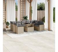 vidaXL Set Divano da Giardino 10 pz con Cuscini Beige in Polyrattan