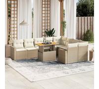 vidaXL Set Divano da Giardino 10 pz con Cuscini Beige in Polyrattan