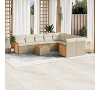 vidaXL Set Divano da Giardino 10 pz con Cuscini Beige in Polyrattan