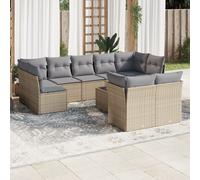 vidaXL Set Divano da Giardino 10 pz con Cuscini Beige in Polyrattan