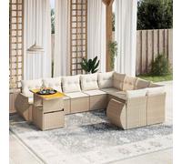 vidaXL Set Divano da Giardino 10 pz con Cuscini Beige in Polyrattan