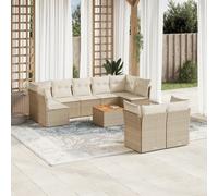 vidaXL Set Divano da Giardino 10 pz con Cuscini Beige in Polyrattan