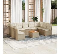 vidaXL Set Divano da Giardino 10 pz con Cuscini Beige in Polyrattan