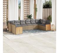 vidaXL Set Divano da Giardino 10 pz con Cuscini Beige in Polyrattan