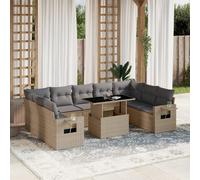 vidaXL Set Divano da Giardino 10 pz con Cuscini Beige in Polyrattan