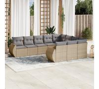 vidaXL Set Divano da Giardino 10 pz con Cuscini Beige in Polyrattan