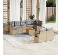 vidaXL Set Divano da Giardino 10 pz con Cuscini Beige in Polyrattan