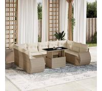 vidaXL Set Divano da Giardino 10 pz con Cuscini Beige in Polyrattan