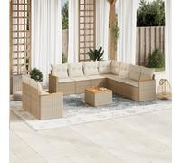 vidaXL Set Divano da Giardino 10 pz con Cuscini Beige in Polyrattan