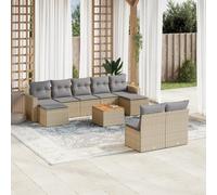 vidaXL Set Divano da Giardino 10 pz con Cuscini Beige in Polyrattan