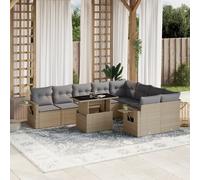 vidaXL Set Divano da Giardino 10 pz con Cuscini Beige in Polyrattan
