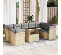 vidaXL Set Divano da Giardino 10 pz con Cuscini Beige in Polyrattan