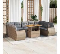 vidaXL Set Divano da Giardino 10 pz con Cuscini Beige in Polyrattan