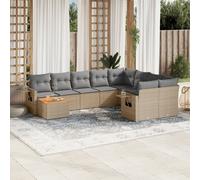 vidaXL Set Divano da Giardino 10 pz con Cuscini Beige in Polyrattan