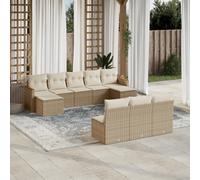 vidaXL Set Divano da Giardino 10 pz con Cuscini Beige in Polyrattan